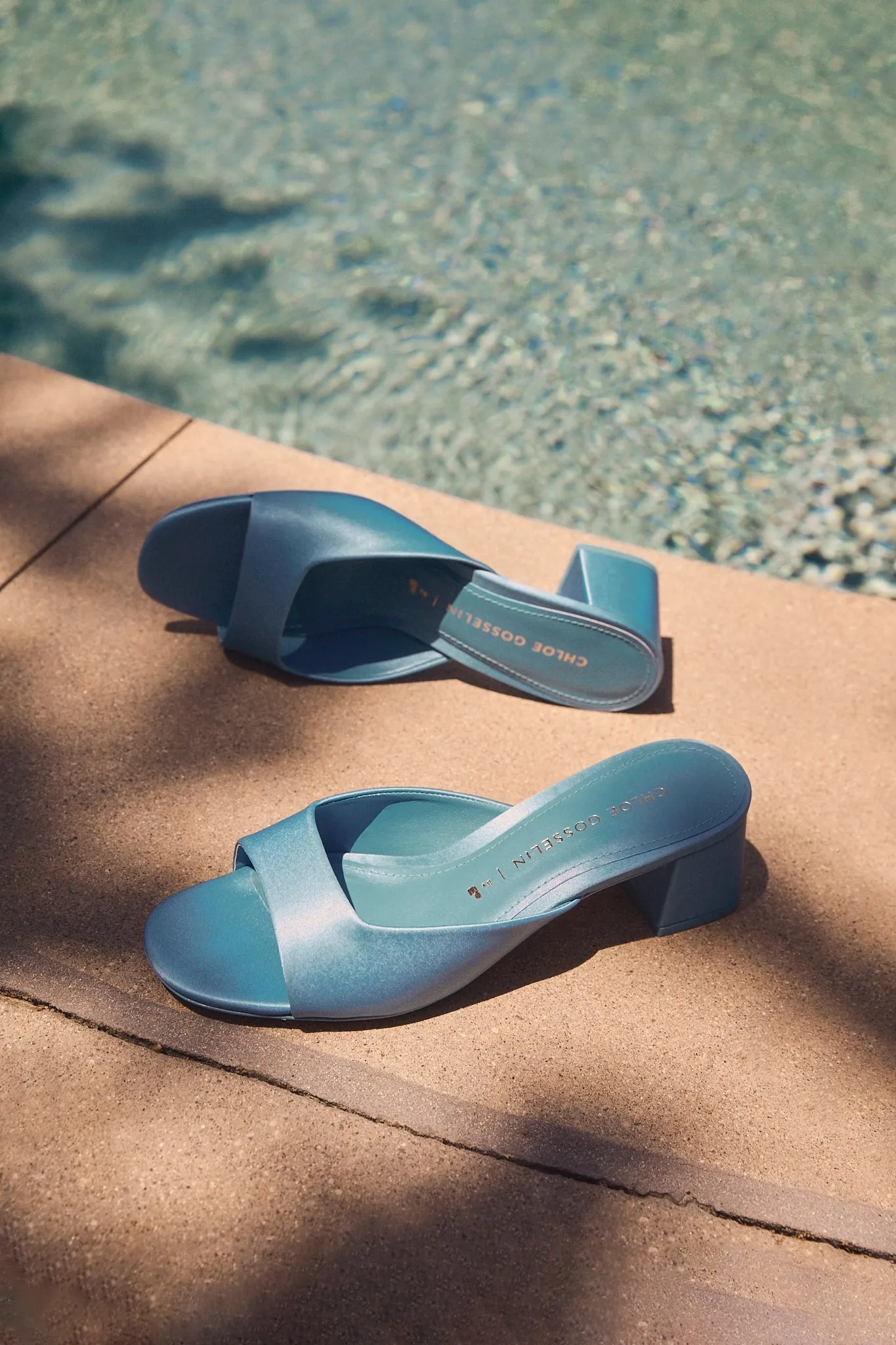Chloe Gosselin by Larroud Anah Mule In Blue Satin