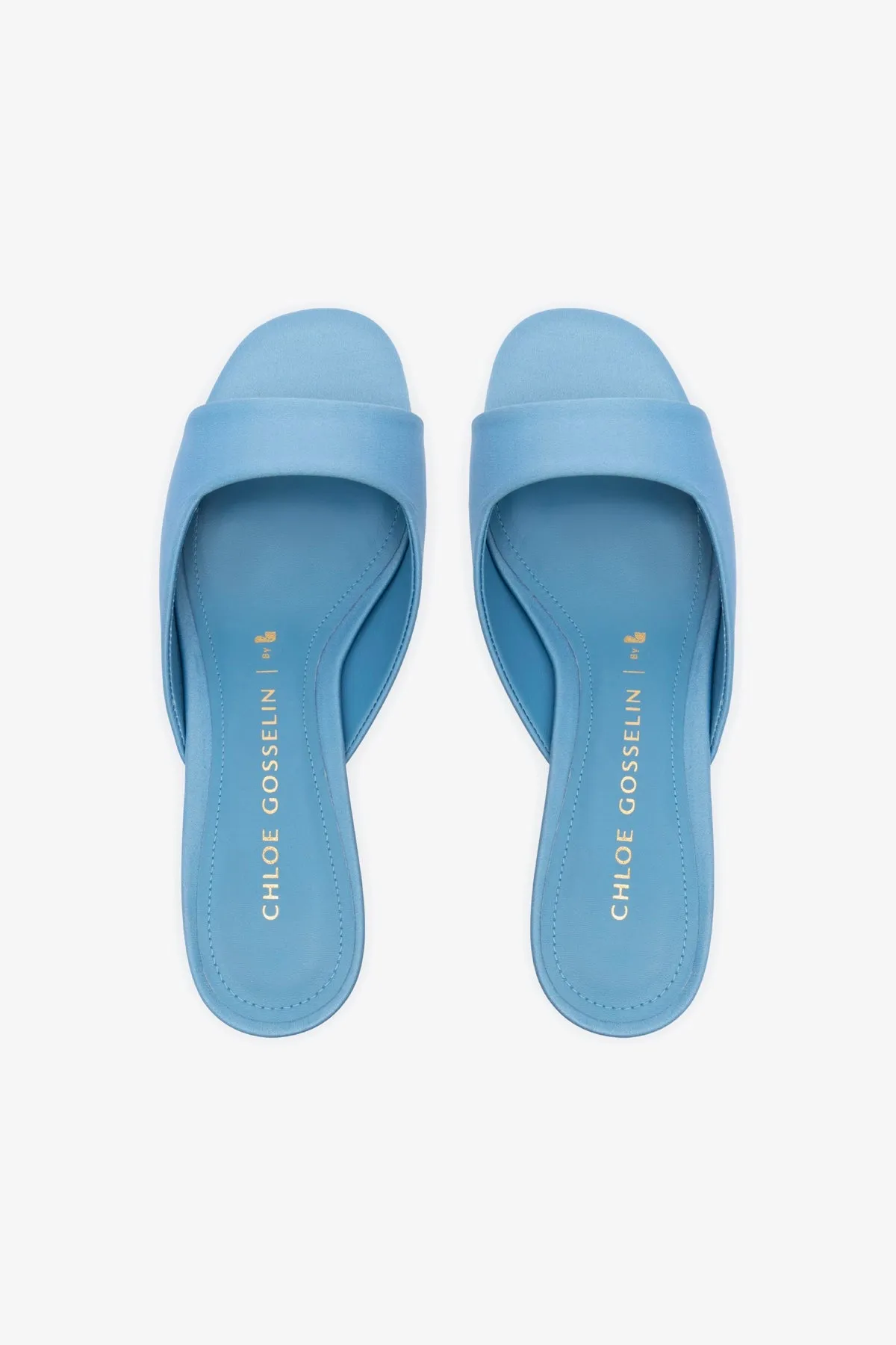 Chloe Gosselin by Larroud Anah Mule In Blue Satin