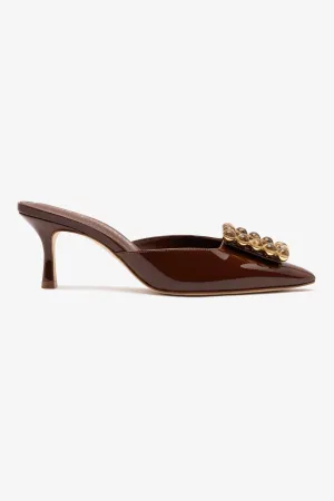 Chloe Gosselin by Larroud Ava Mule In Brown Patent Leather
