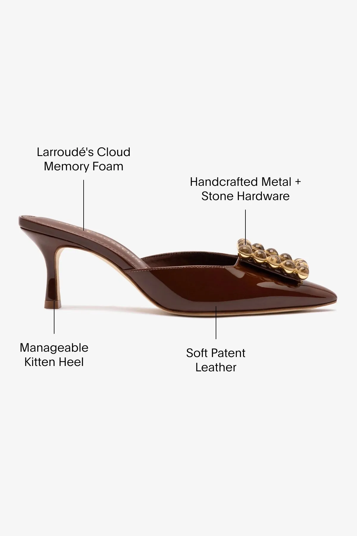 Chloe Gosselin by Larroud Ava Mule In Brown Patent Leather