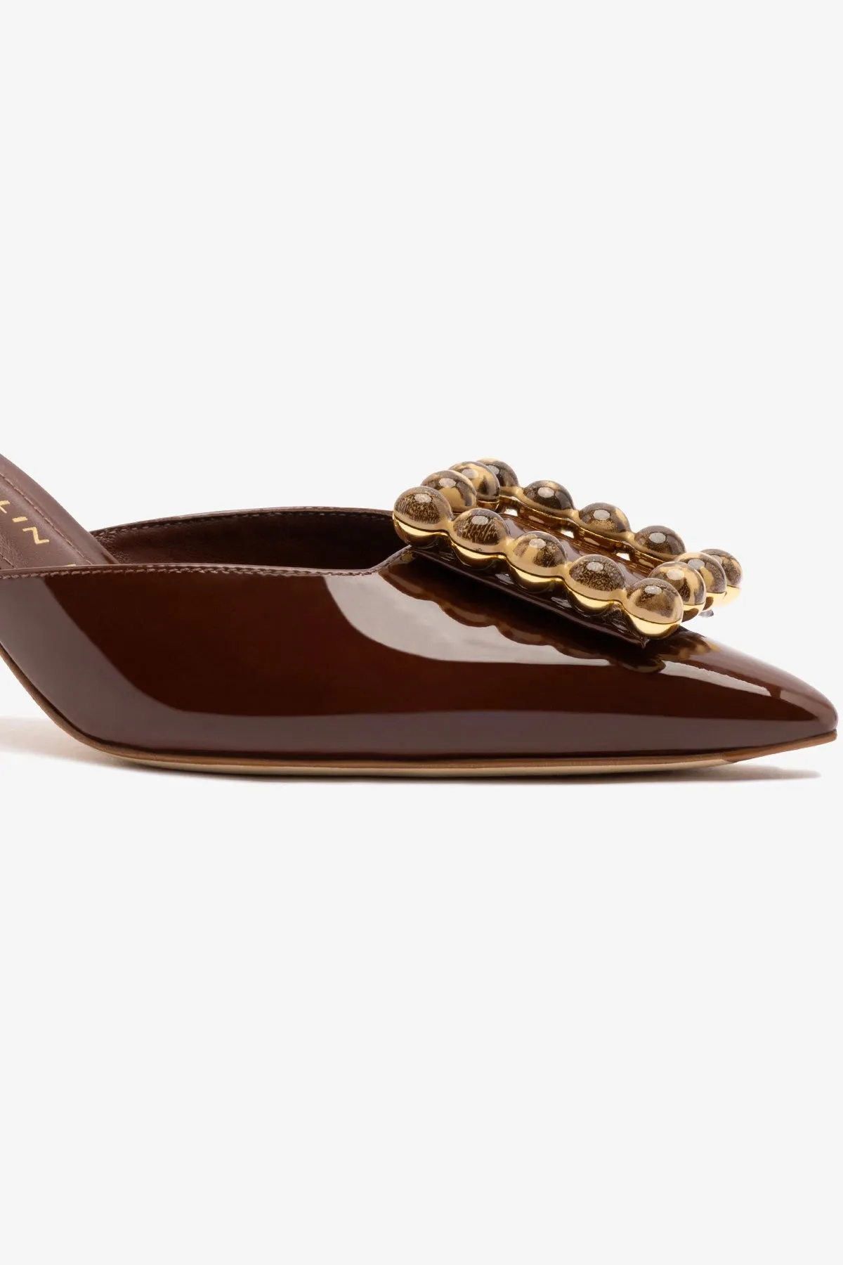 Chloe Gosselin by Larroud Ava Mule In Brown Patent Leather