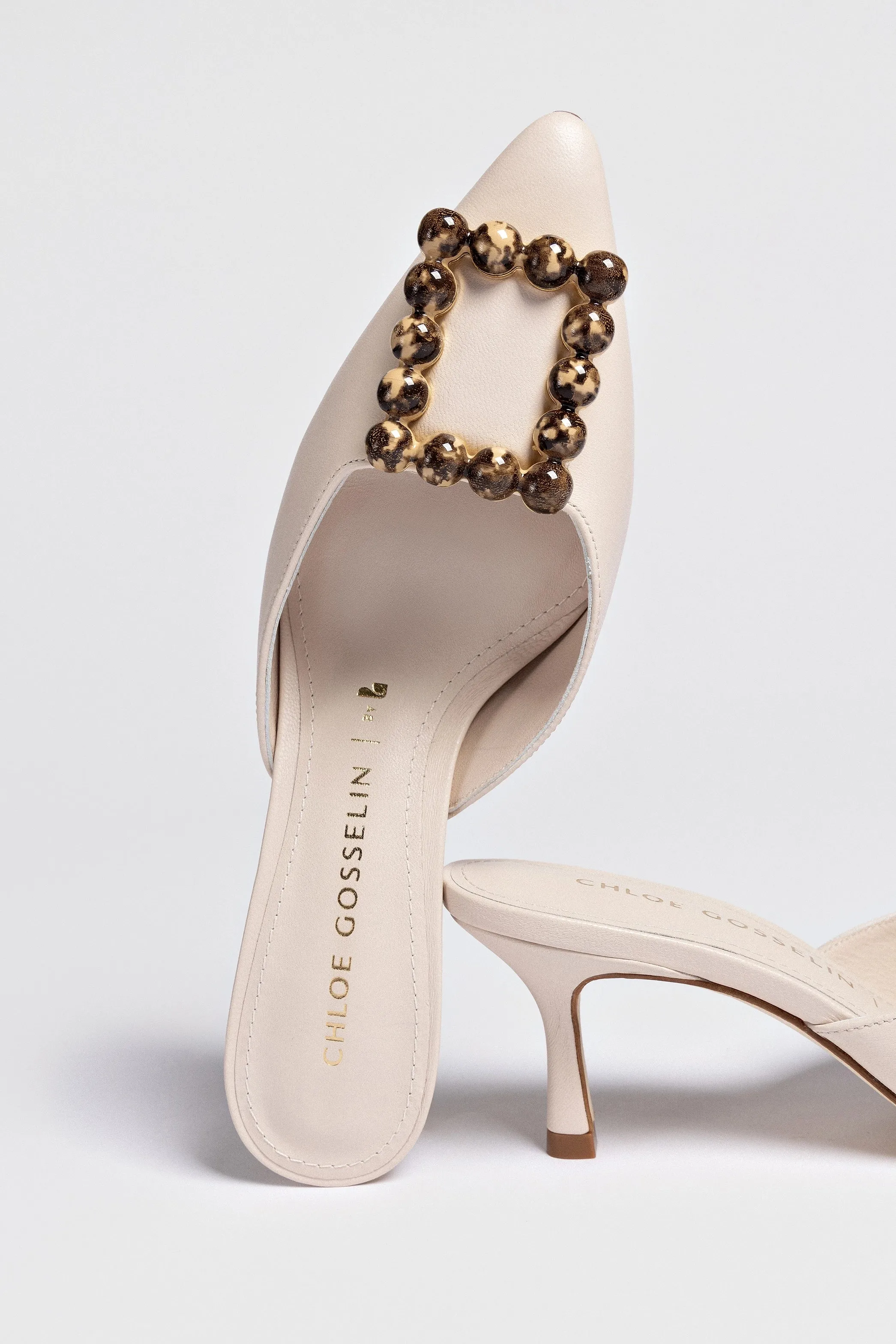 Chloe Gosselin by Larroud Ava Mule In Puff Cream Leather