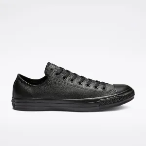 CONVERSE MEN'S CHUCK TAYLOR ALL STAR LOW TOP TRIPLE BLACK LEATHER SHOE