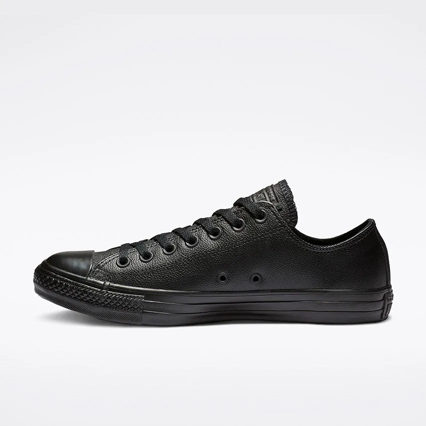 CONVERSE MEN'S CHUCK TAYLOR ALL STAR LOW TOP TRIPLE BLACK LEATHER SHOE