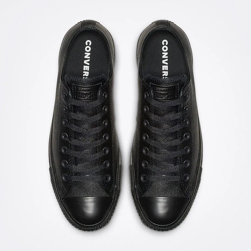 CONVERSE MEN'S CHUCK TAYLOR ALL STAR LOW TOP TRIPLE BLACK LEATHER SHOE