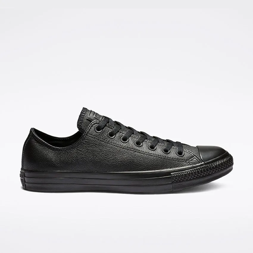 CONVERSE WOMEN'S CHUCK TAYLOR ALL STAR LOW TOP TRIPLE BLACK LEATHER SHOE
