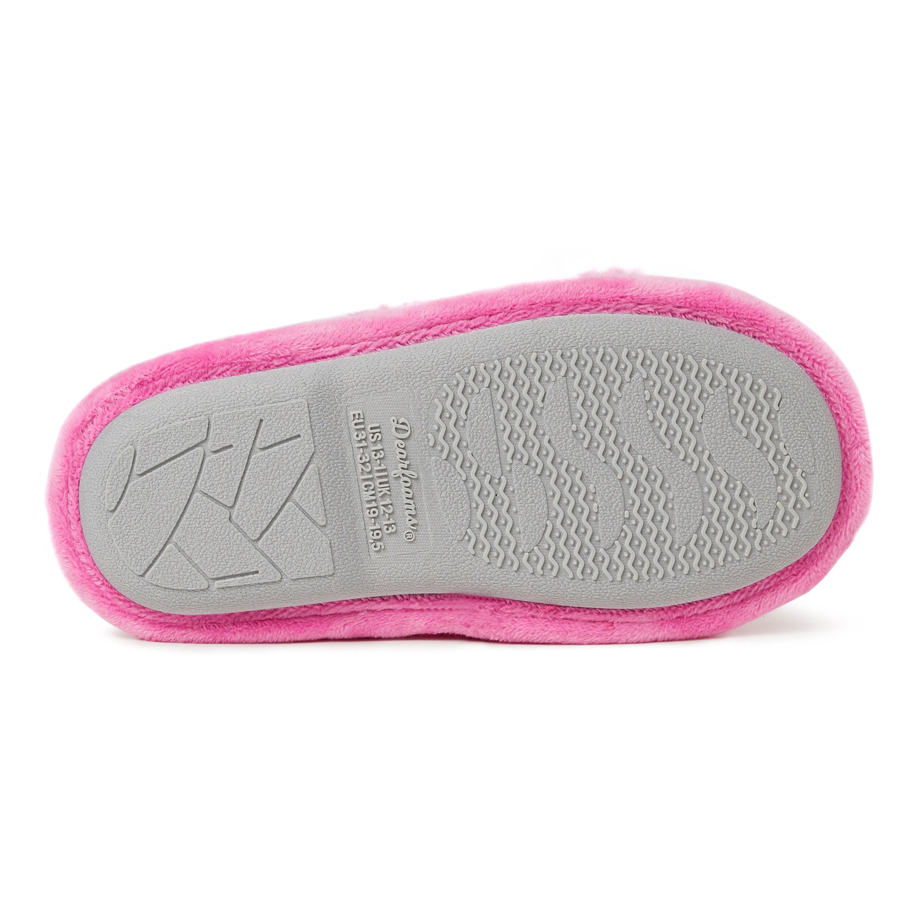 Dearfoams Kids Ava Pile Crisscross Furry Sparkle Slide Slippers