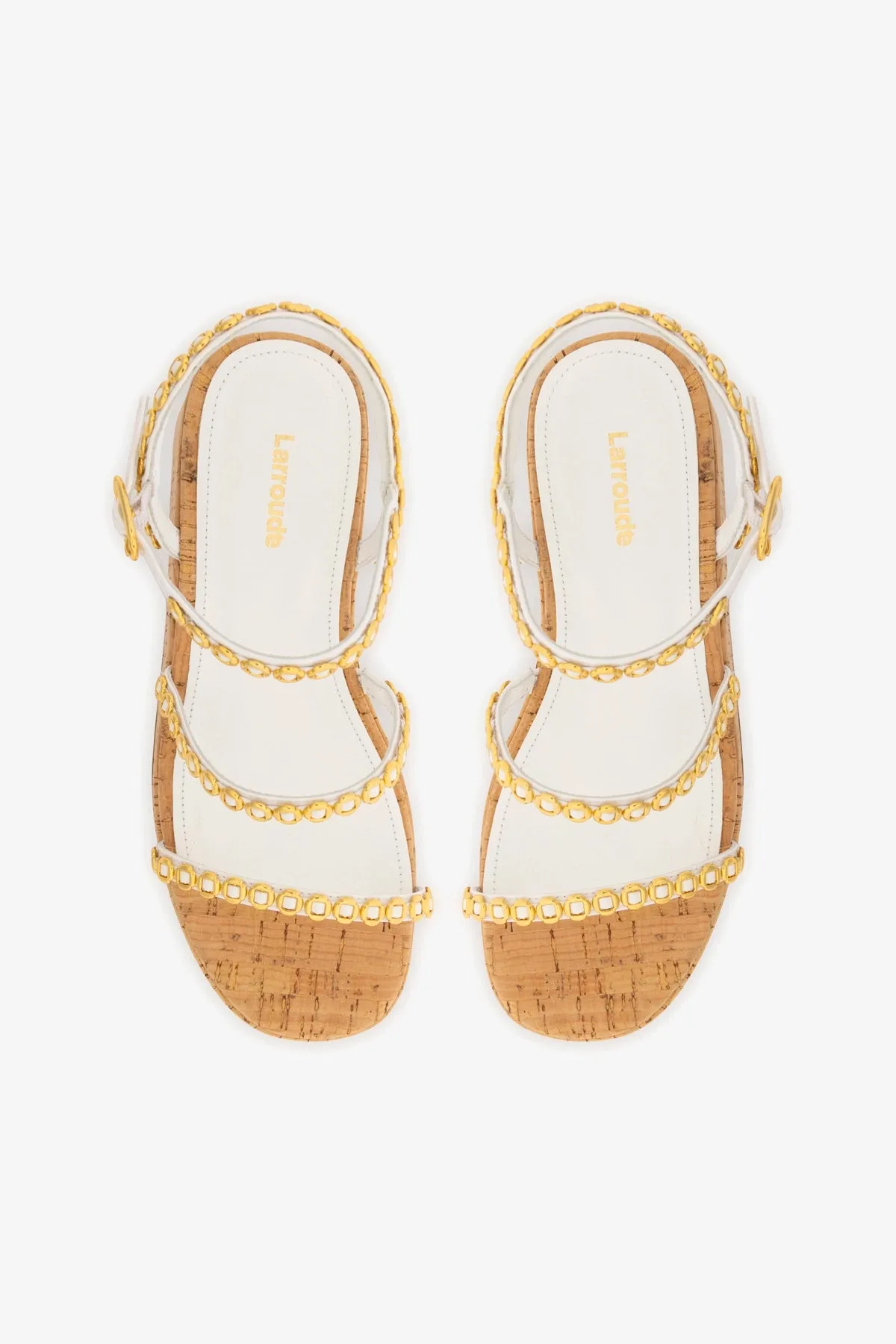 Gio Milanina Flatform In White Patent Leather and Natural Cork