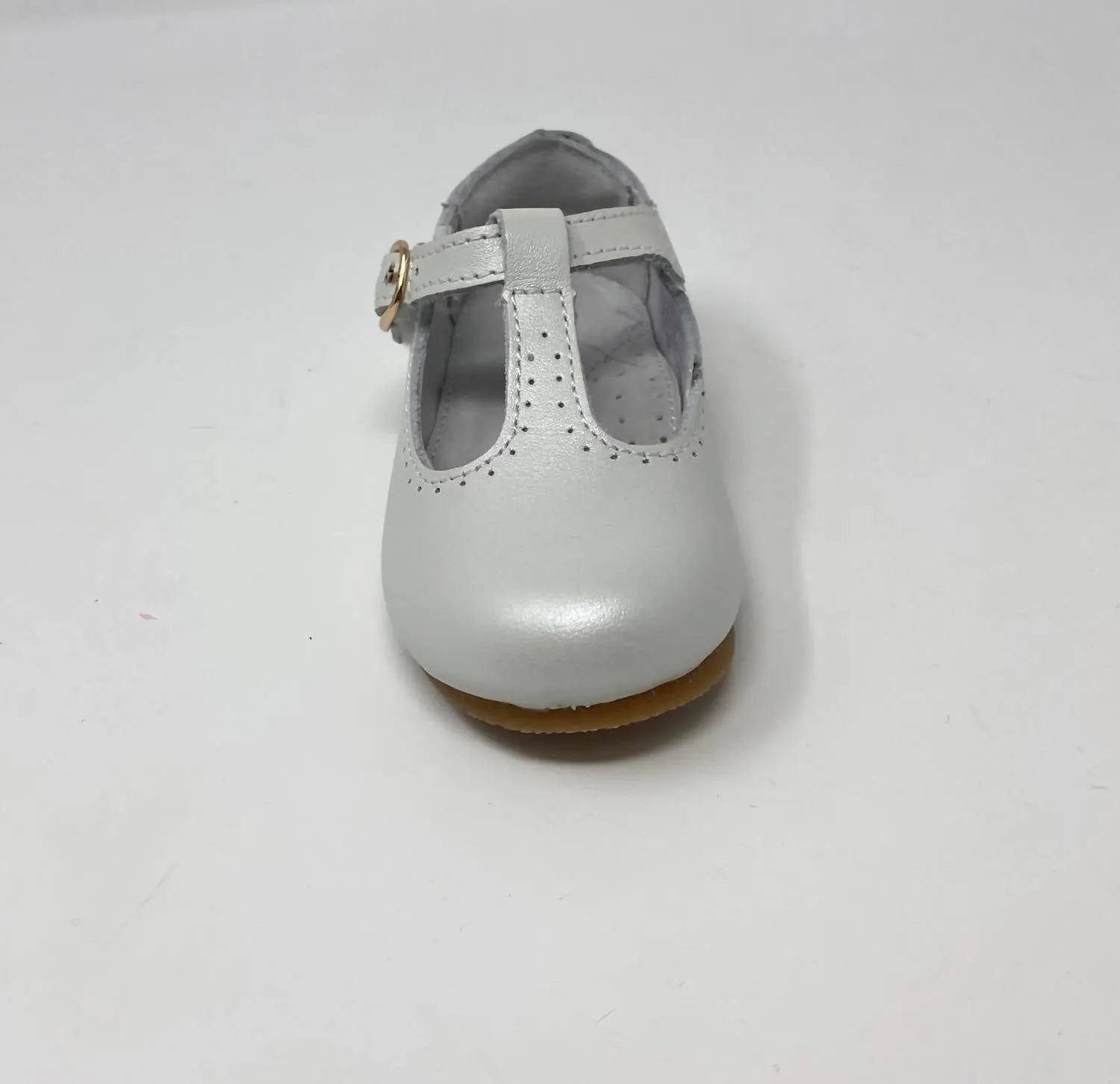 Girl's Eleanor T-Strap Flat In Pearl