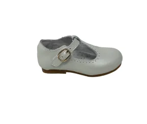 Girl's Eleanor T-Strap Flat In Pearl