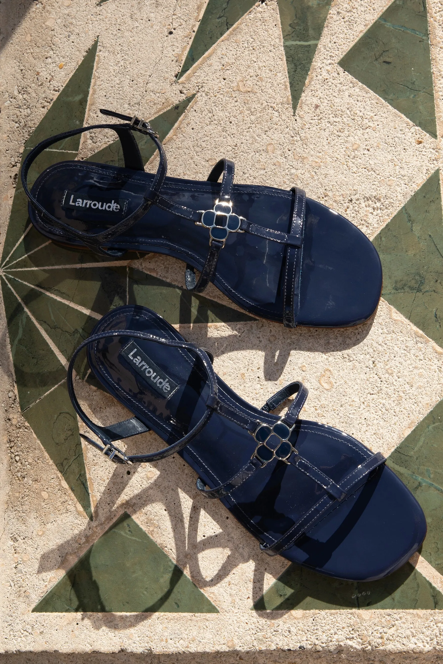 Hana Flat In Navy Patent Leather