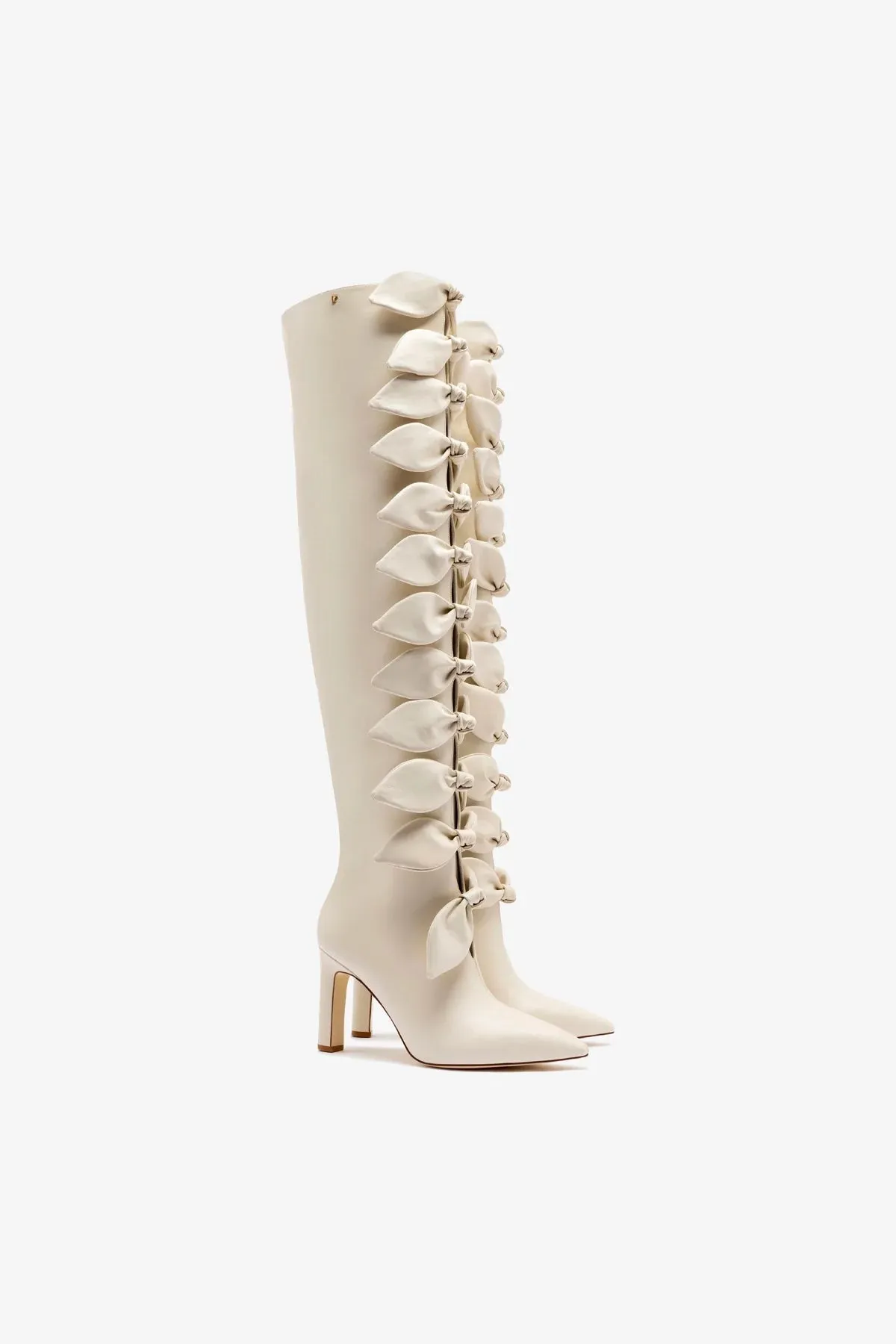 Larroud for Jonathan Cohen: Tie Boot In Ivory Leather