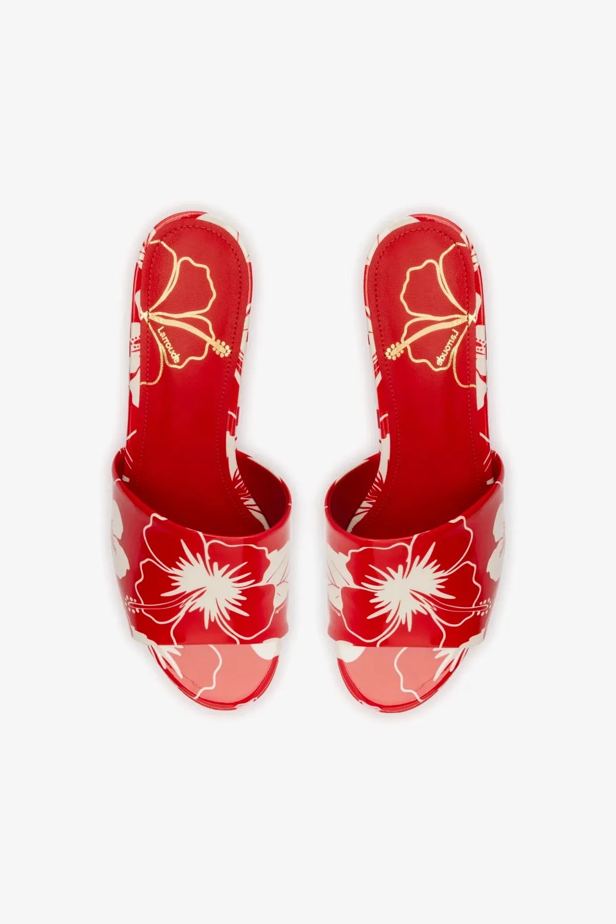 Miso Platform Sandal In Scarlet Printed Leather