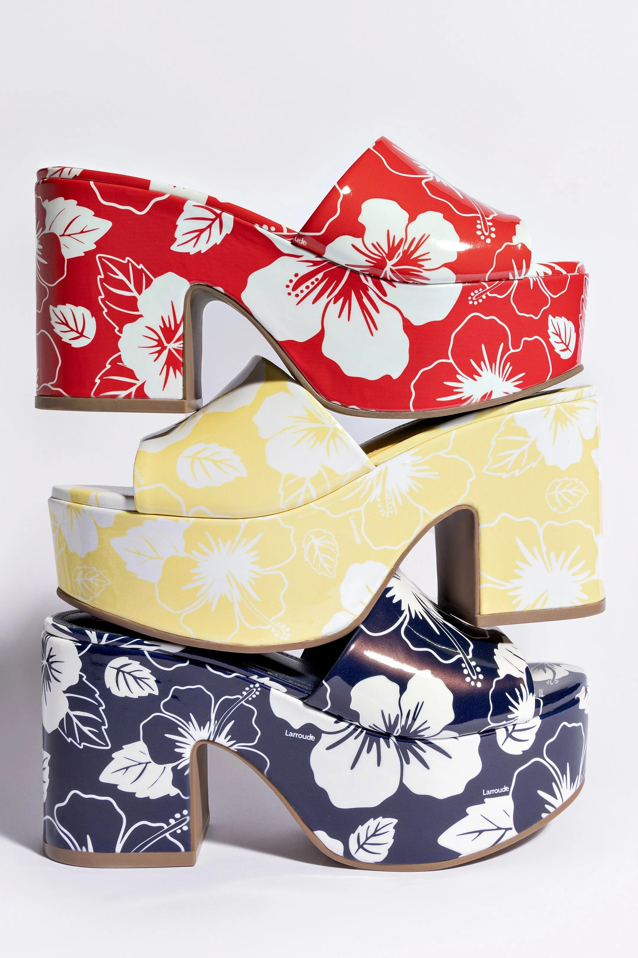 Miso Platform Sandal In Scarlet Printed Leather