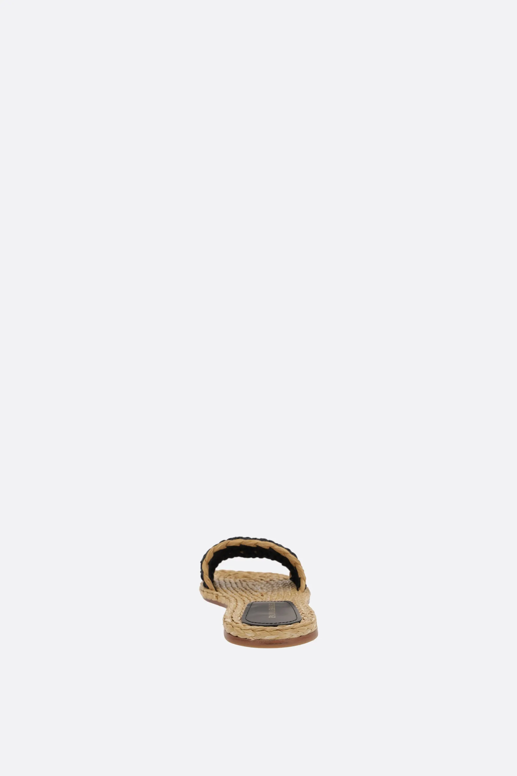 Molly flat sandals in crochet satin and raffia