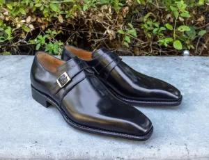 Ugo Vasare "Brooks" Monkstrap Shoe Black