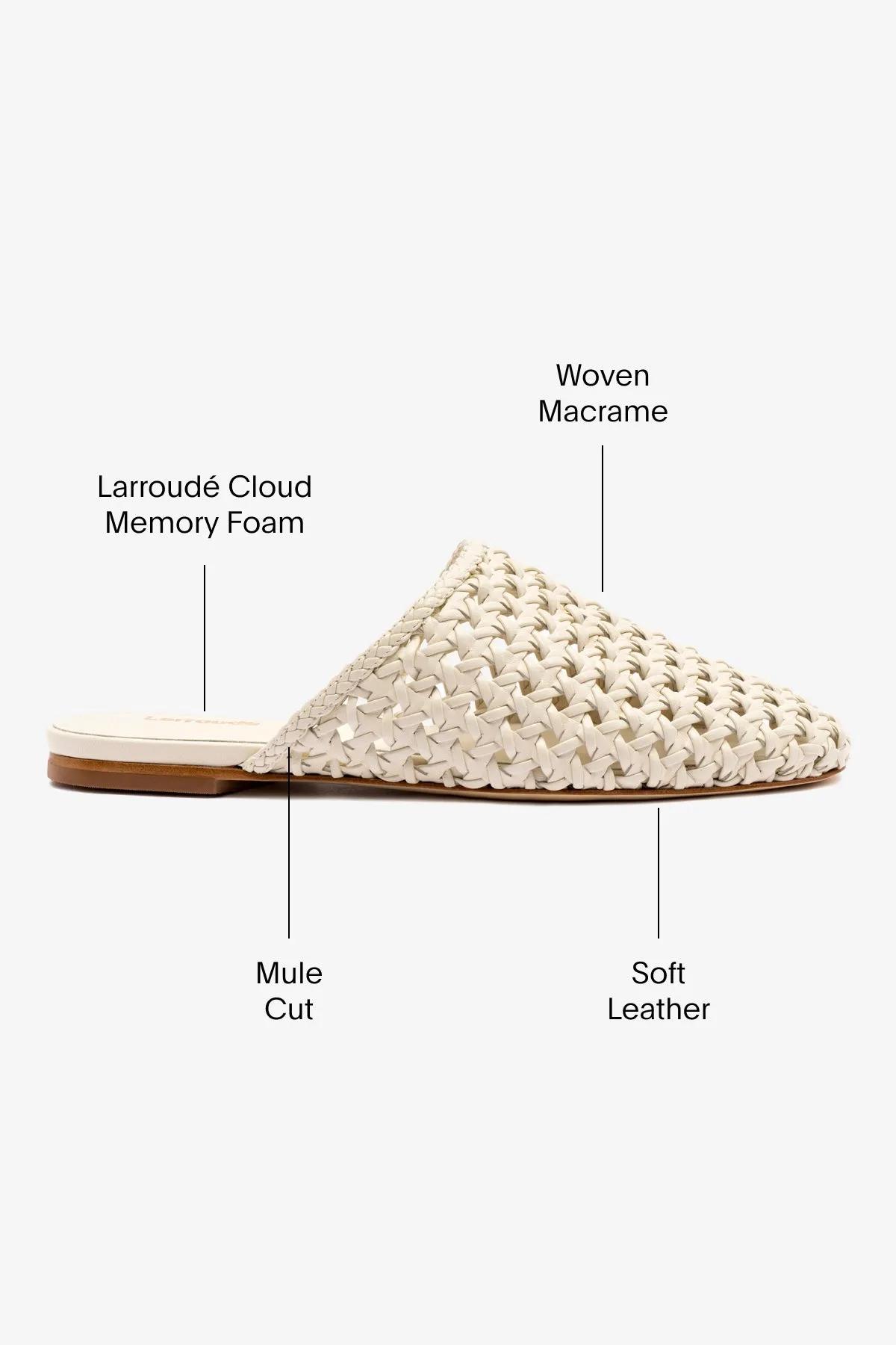 Venice Macrame Flat Mule In Ivory Leather