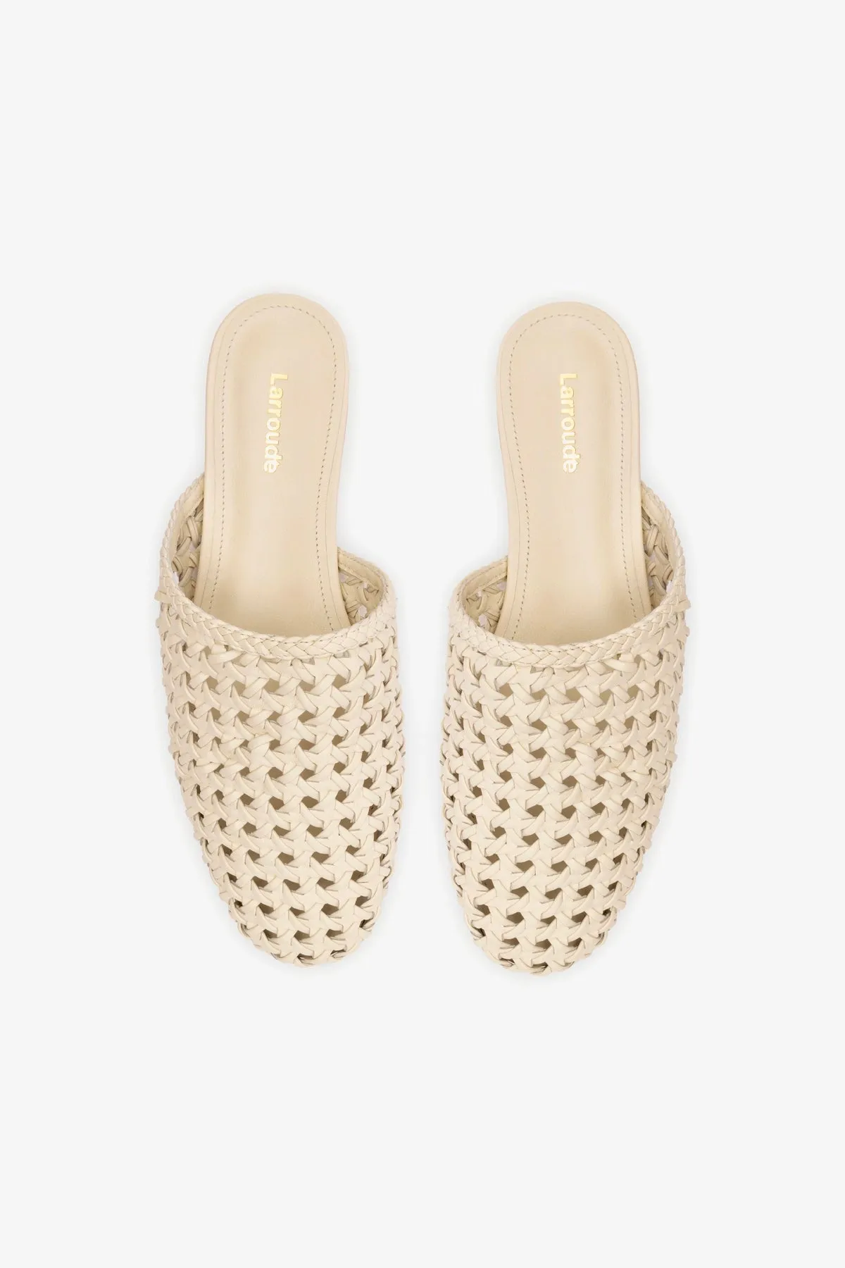 Venice Macrame Flat Mule In Ivory Leather